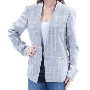 Tommy Hilfiger Womens Open Front Grey Plaid Blazer